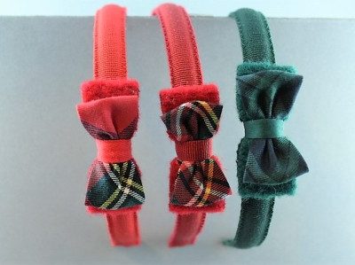 Cerchietto con fiocco doppio lana cotta tartan BSW-13