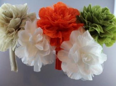 Cerchietto con fiore grande in tulle e seta BSC-602