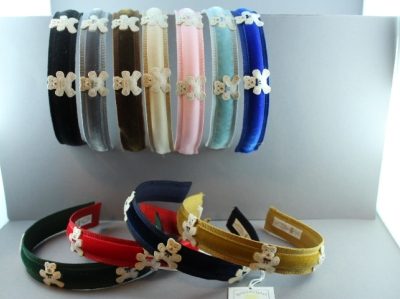 Cerchietto in velluto con 3 orsetti BLW-15