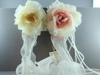 Cintura a fascia in canetè e voile con peonia grande e fili in tubolare CTC-628