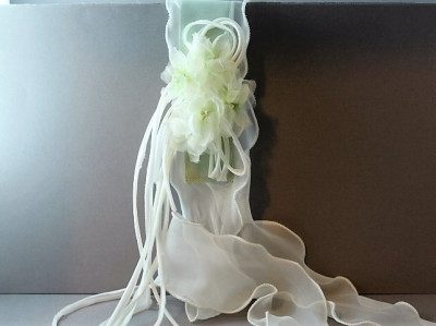 Cintura in canetè e voile con fiori in organza di seta con fiocchi in tubolare CTC-44
