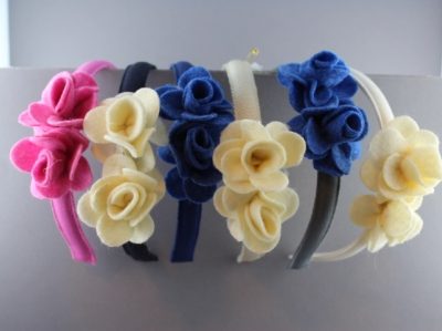 Cerchietto con rose in panno piccole BSW-167