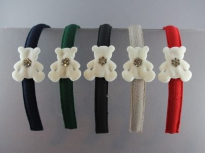 Cerchietto con orsetto di velluto e otto strass BSW-186