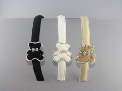 Cerchietto con orso di ciniglia con strass BSW-03