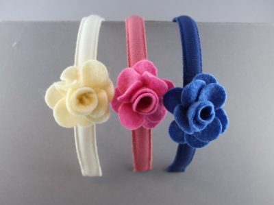 Cerchietto con rosa in panno piccola BSW-168P