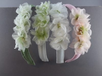 Cerchietto con 3 fiori in organza di seta BSC-44