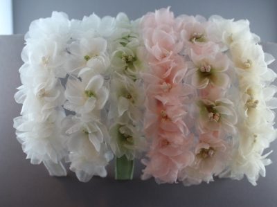 Cerchietto con 9 fiori in organza di seta BSC-44