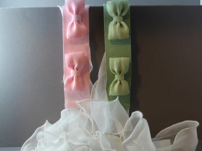 Cintura a fascia in tessuto ottomano e voile con fiocchi CTC-726