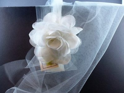Cintura a fascia in tulle con fiore in tulle e seta CTC-603