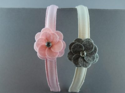 Cerchietto con fiore in panno e strass BSW-730