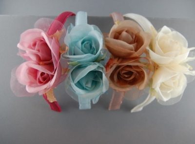 Cerchietto con 2 rose in seta e organza BSC-611