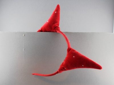 Cerchietto diavoletto in velluto con strass BSW-555