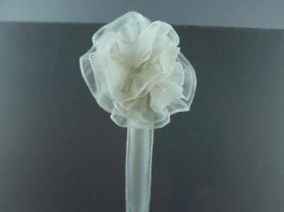 Cerchietto con rosa in organza a righe arricciata BSC-807