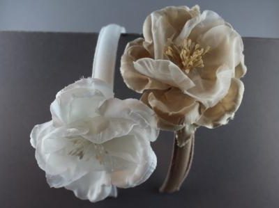 Cerchietto con rosa in raso e organza BSC-817