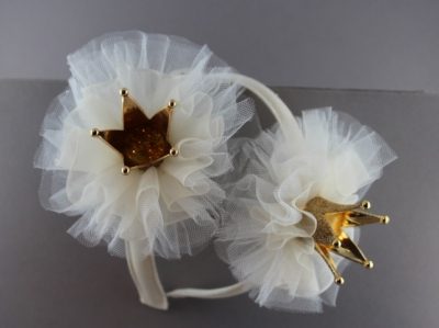Cerchietto Principessa con coccarda in tulle coroncina e swarovski BSC-862