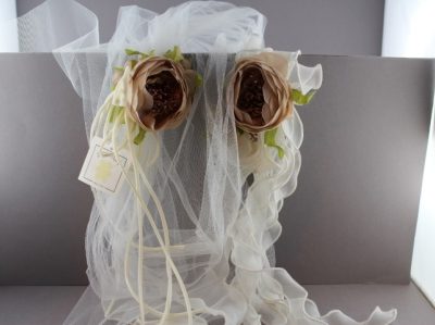 Cintura a fascia in tulle con ranuncolo e fiocchi in tubolare CTC-615T