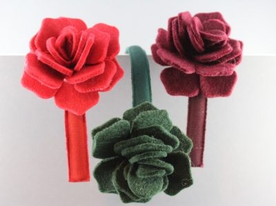 Cerchietto con rosa in panno grande BSW-984