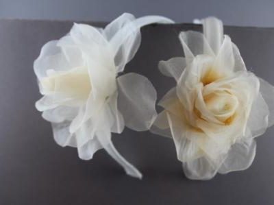 Cerchietto con rosa senza foglia in chiffon BSC-733