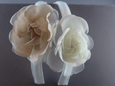 Cerchietto con rosa in taffetà e organza BSC-953