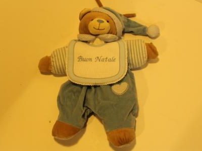 Orsetto portapigiama con bavaglino Buon Natale