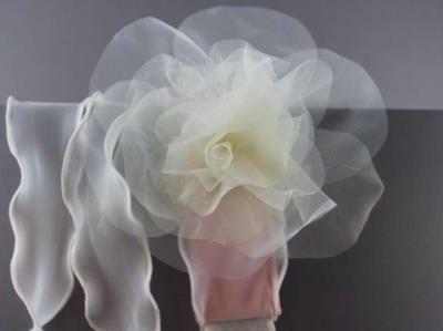 Cintura in canetè e voile con fiore grande in voile sm CTC-1903