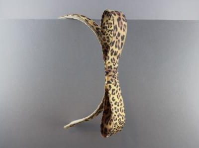 Cerchietto leopardato in rasatello di cotone con fiocco lungo laterale BSW-998/03/F